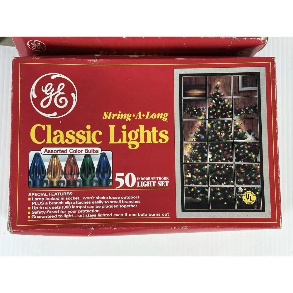 3 VTG Westinghouse GE String-A-Long Christmas 50 Assorted Colored Lights Tested